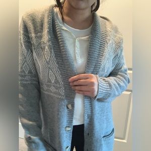 The North Face Wool Blend Long Cardigan Fair Isle Aztec Medium